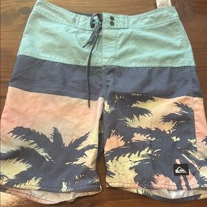 Quiksilver Blue and Green Hybrid Shorts with Modern Color-Blocking